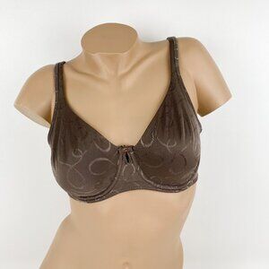 Women's Ellen Tracy Underwire Bra size 36D Cocoa Brown Silky Soft Fabric